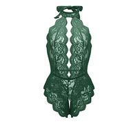 Wmmner Vestido de Lencería de una Pieza de Encaje Babydoll Negligees Lencería Sexy para Mujeres Conjuntos de Encaje Negro Sexy Transparente Naughty S Of The Day/Verde-A/Talla Xl