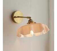 Wmmner Vintage Creativity Wall Sconce Light, Flower Glass Straight Arm Wall Lamp For Bedside Hallway Living Room Farmhouse(White)/Rosa