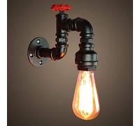 Wmmner Vintage Wall Lamp Industrial Retro Wall Light Creative Water Pipe Wall Sconce Iron Metal E27 60W Max For Restaurant, Cafe, Bar, Kitchen,Bedroom, Black Color Double The Comfort