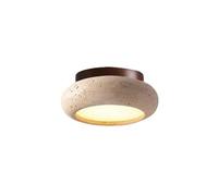 Wmmner Wabi-Sabi Stone Ceiling Light, Japanese Style Yellow Travertine Ceiling Lamp, 10W Led Farmhouse Vintage Close To Ceiling Light Fixtures For Bedroom Hallway Entryway Kitchen Foyer Staircase(Wa