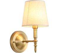 Wmmner Wal Modernol Lámpara Brazo de Latón Cálido con Pantalla de Tambor Blanco Lámpara de Pared con Cable Duro Decoración de la Mesita de Pasillo Apliques de Pared Iluminación Europea, Lámpara de Ara