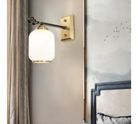 Wmmner Wall Lamp Chinese Style Full Copper Wall Lamp丨black Rubbed Copper Wall Light Compatible With Living Room丨lotus Leaf Glass Lampshade Wall Sconces Compatible,Pattern/Blancas