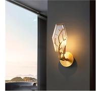 Wmmner Wall Lamp Crystal Bedside Lamp Copper - Light On The Wall Indoor Decorative Wall Lamp Compatible With Living Room Bedroom Restroomcrystal Ceiling,Cool White-L12Cm H31.4Cm/Blanco Cálido/L12Cm H3