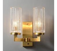 Wmmner Wall Light Home Decoration Cylinder Crystal Glass Indoor Mount Fixture Antique Copper Lighting For Bedroom Living Room Hallway Headboard