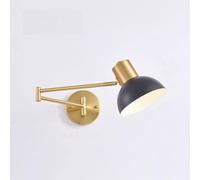 Wmmner Wall Light Industrial Metal Adjustable Wall Sconce Dome Shade E27 Swing Arm Wall Lamps Study Reading Lighting Wall Fixture, Light Fixture/Brass+Black