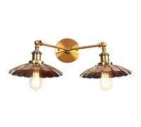 Wmmner Wall Light Loft Style Double Head Iron Sconce Adjust Swing Arm Metal Lampindustrial Vintage Led Fixtures Bedside Lighting/Oro
