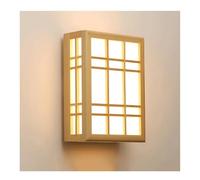 Wmmner Wall Light Modern Led Wall Sconce With Parchment Shade Japanese Style Solid Wood Wall Lamp Square Indoor Wall Light Fixture For Bedroom Living Room Hallway Kitchen Corridor Dining Room