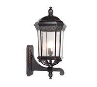 Wmmner Wall Light Mounted Traditional European Garden Outdooraluminum Sconce Lamp Garage E27 Decoration With Black Finish Readi/Negro/S:21.6 * 33,2 cm