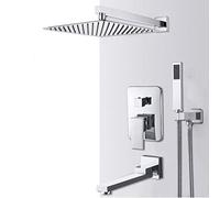 Wmmner Wall Mount Bathroom Rain Waterfall Shower Faucets Set Concealed Chrome Shower System Bathtub Shower Mixer Faucet Tap,