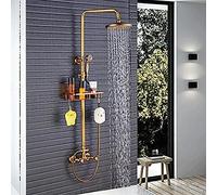 Wmmner Wall Mounted Shower Faucet Set 8 Inch Rainfall Head Handheld Shower Bath Filler Hot And Cold Water Mixing Faucet-Oil Rubbed Bronze B,Antique Brass E ,Antique Brass E/Latón Antiguo E