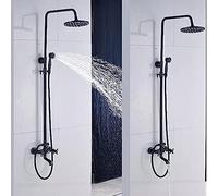 Wmmner Wall Mounted Shower Faucet Set 8 Inch Rainfall Head Handheld Shower Bath Filler Hot And Cold Water Mixing Faucet-Oil Rubbed Bronze B,Antique Brass E ,Antique Brass E/Bronce Frotado con Aceite B