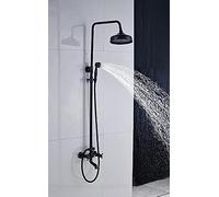 Wmmner Wall Mounted Shower Faucet Set 8 Inch Rainfall Head Handheld Shower Bath Filler Hot And Cold Water Mixing Faucet-Oil Rubbed Bronze B,Antique Brass E ,Antique Brass E/Bronce Frotado con Aceite a