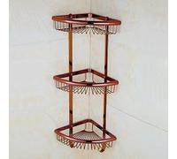 Wmmner Wall-Mounted Three-Tiered Mesh Basket Storage Shelf With Hooks - Space-Saving Organizer For Bathroom, Kitchen, Or Corner Use - Ideal For Clutter-Free Living/Tres Capas en Forma de Abanico de Or