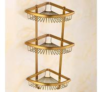 Wmmner Wall-Mounted Three-Tiered Mesh Basket Storage Shelf With Hooks - Space-Saving Organizer For Bathroom, Kitchen, Or Corner Use - Ideal For Clutter-Free Living/Tres Capas Antiguas en Forma de Aban
