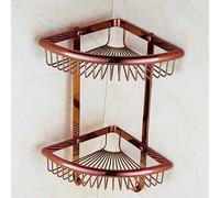 Wmmner Wall-Mounted Three-Tiered Mesh Basket Storage Shelf With Hooks - Space-Saving Organizer For Bathroom, Kitchen, Or Corner Use - Ideal For Clutter-Free Living/Doble Capa en Forma de Abanico de Or