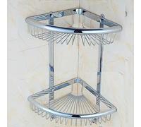 Wmmner Wall-Mounted Three-Tiered Mesh Basket Storage Shelf With Hooks - Space-Saving Organizer For Bathroom, Kitchen, Or Corner Use - Ideal For Clutter-Free Living/Doble Capa de Cromo Festoneado con