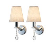 Wmmner Wall Sconces, 2 Pack Wall Mount Single Sconces Fabric Wall Lamp Chrome Metal Wall Light, V-Intage Headboard Lighting Fixture Indoor Wall Mounted Lamps For Bedroom Bedside Living Room