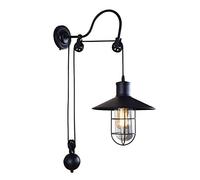 Wmmner Wall Sconces, Farmhouse Chandelier Retro Industrial Wrought Iron Wall Lamp Creative Cafe Restaurant Warehouse Adjustable Pulley Wall Light Sconce Decorated Stairs Aisle Corridor Lantern Modern