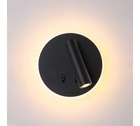 Wmmner Wall Sconces For Bedroom Adjustable Wall Light Led Hardwired Sconce With Switch Round Base Mounted Lamp Modern Board Swivel Spotlights For Living Room Bedroom Bedside Reading Lamps/Negro-6000K
