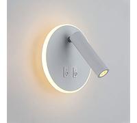 Wmmner Wall Sconces For Bedroom Adjustable Wall Light Led Hardwired Sconce With Switch Round Base Mounted Lamp Modern Board Swivel Spotlights For Living Room Bedroom Bedside Reading Lamps/Blanco-4000K