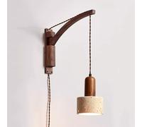 Wmmner Wall Sconces For Bedroom In Swing Arm Wall Mount Reading Light For Bedroom Natural Marble Stone Wall Lamp Rustic Vintage Wood Wall Lighting For Farmhouse Bedside Living Room B/a Style