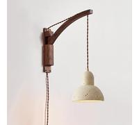 Wmmner Wall Sconces For Bedroom In Swing Arm Wall Mount Reading Light For Bedroom Natural Marble Stone Wall Lamp Rustic Vintage Wood Wall Lighting For Farmhouse Bedside Living Room B/Estilo E