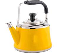Wmmner Whistle Teapot,Home Cordless Stainless Steel Light Weight Whistling Kettle With Traditional/Retro Spout For Hob Or Stove Top,Yellow,1L Marriage