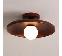 Wmmner Wood Ceiling Lamp Globe Semi Flush Mount Ceiling Light Modern Hallway Lighting Fixture Round Wooden Close To Ceiling Light With White Glass Ball For Entryway Corridor Loft/Color Nogal/Diámetro
