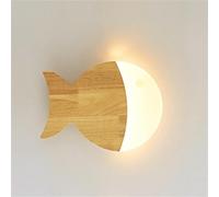 Wmmner Wooden Small Fish Wall Lamp, Kid's Room Wall Light, Log Decorative Lighting Wall Sconces, Modern Led Indoor Wall Lamps, Japanese Simple Wall Lights For Bedside Corridor Living Room(4000K,28Cm)/