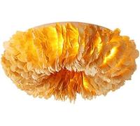 Wmmner Yellow Romantic Feather Light E27 Flush Mount Ceiling Lamp Feather Lamp Home Decorative Traditional Atmosphere Light, (Yellow 50Cm)/Amarillo/60 cm
