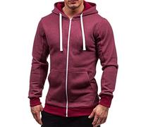 Wmmner Zip Up Hoodie Fall Fashion Solid Color Elegant Pockets Draw Stdating Going Out Casual Sweatshirt Slim Fit Stylish Comfortable Thick Thermal Sweatshirt/Rojo/M