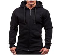 Wmmner Zip Up Hoodie Fall Fashion Solid Color Elegant Pockets Draw Stdating Going Out Casual Sweatshirt Slim Fit Stylish Comfortable Thick Thermal Sweatshirt/Negro/Xxl