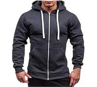 Wmmner Zip Up Hoodie Fall Fashion Solid Color Elegant Pockets Draw Stdating Going Out Casual Sweatshirt Slim Fit Stylish Comfortable Thick Thermal Sweatshirt/Gris Oscuro/M