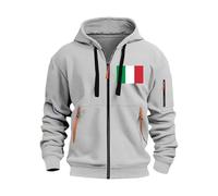 Wmmner Zip Up Hoodie Men Fashion Contrast Zipper, Full Front Zipper Graphic Relaxed Fit Pockets Draw Sthooded Sweatshirt Casual Trendy Basic Hoody Outfits/Gris/Xxl
