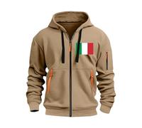 Wmmner Zip Up Hoodie Men Fashion Contrast Zipper, Full Front Zipper Graphic Relaxed Fit Pockets Draw Sthooded Sweatshirt Casual Trendy Basic Hoody Outfits/Caqui/3Xl