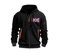 Wmmner Zip Up Hoodie Mens Fashionable Graphic Contrast Zipper Full Zip Multiple Pockets Trendy Design Long Sleeve Sweatshirt Jacket Casual Comfy Fall Outdoor Top/Negro/L