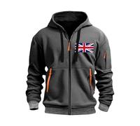 Wmmner Zip Up Hoodie Mens Fashionable Graphic Contrast Zipper Full Zip Multiple Pockets Trendy Design Long Sleeve Sweatshirt Jacket Casual Comfy Fall Outdoor Top/Gris Oscuro/4Xl