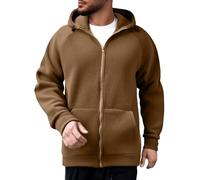 Wmmner Zip Up Hoodies For Men Basic Solid Color Regular Fit Pockets Fashionable Long Sleeve Jumper Casual Fashion Lightweight Sports Outdoor Sweatshirt/Café/L