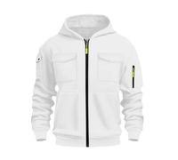 Wmmner Zip Up Hoodies Multiple Pockets Contrast Zipper, Stylish Casual Cargo Military Long Sleeve Full Zip Hoody Sweatshirts Casual Fashion Trendy Look Jackets/Blancas/Talla Xl