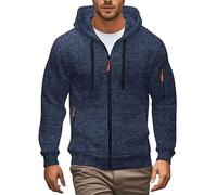 Wmmner Zipper Hoodies For Men Contrast Zipper Fashion, Slim Fit Elegant Fall Winter Warm Daily Hoody Sweatshirt Full Zipper Soft And Comfy Workout Casual Wear/Marina/Talla Xl