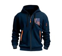 Wmmner Zipper Hoodies For Men Printed Pockets Draw Stcasual Full Zip Fall Fashion Long Sleeve Jumper Lightweight Regular Fit Outdoor Stylish Comfort Sweatshirt/Marina/L