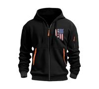 Wmmner Zipper Hoodies For Men Printed Pockets Draw Stcasual Full Zip Fall Fashion Long Sleeve Jumper Lightweight Regular Fit Outdoor Stylish Comfort Sweatshirt/Negro/S