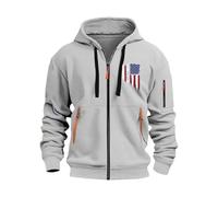 Wmmner Zipper Hoodies For Men Printed Pockets Draw Stcasual Full Zip Fall Fashion Long Sleeve Jumper Lightweight Regular Fit Outdoor Stylish Comfort Sweatshirt/Gris/M