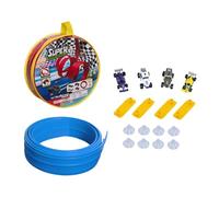 Wmqbjta 1 Pista Flexible para Autos de Juguete con Rampa de 5m 4 Vehículos Y 8 Ventosas Portable PP Adecuada para Niños Y Entretenimiento Familiar, Azul