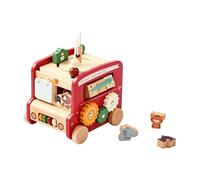 Wmqbjta Autobús Actividas Interactivo Autobús Educativo con Engranajes y Manual sin Filosos para Niños en Edad Preescolar, Rojo