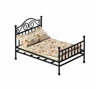 Wmqbjta Cama para Muñecas BJD Metálica Mueble | Metálico, Cama con Estructura Hierro, Ornamental, abatible en Miniatura, Floral Marrón