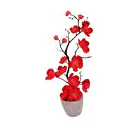 Wmqbjta Decoración de Flores Artificiales con Cuatro Características Clave únicas como Una Pequeña Planta Artificial en Maceta Y Un Arreglo Floral Artificial, Rojo, Individual