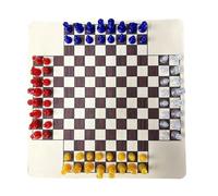 Wmqbjta Juego de Ajedrez Multijugador con Piezas Portátiles Tablero Práctico Estrategia para Todos y Juego Dinámico Adecuado para Actividades Familiares Amigos Grupos, 4P Wood Grain