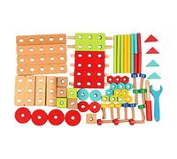 Wmqbjta Juguetes de Construcción Madera Bloques Apilables Clasificación Puzles Juego Educativo 3D con Accesorios Superficie Lisa sin Rebabas, Style C 68pcs