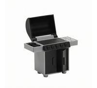 Wmqbjta Miniatura Parrilla Barbacoa Accesorio para Muñecas con Bandejas Laterales y Tapa Móvil Diseño Realista Adecuado para Jardín Patio Colección, Parrilla De Barbacoa Caja Blanca